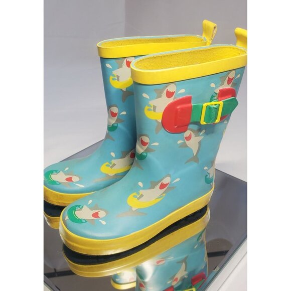 Sun Squad Gardening Boots Kids Size 9/10 Blue Sharks Print Design - Picture 2 of 9